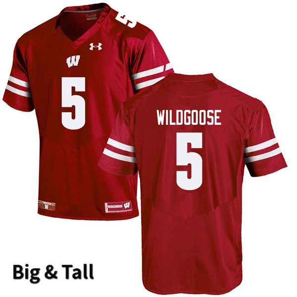 Wisconsin Badgers Men's #5 Rachad Wildgoose NCAA Under Armour Authentic Red Big & Tall College Stitched Football Jersey TH40L31LY
